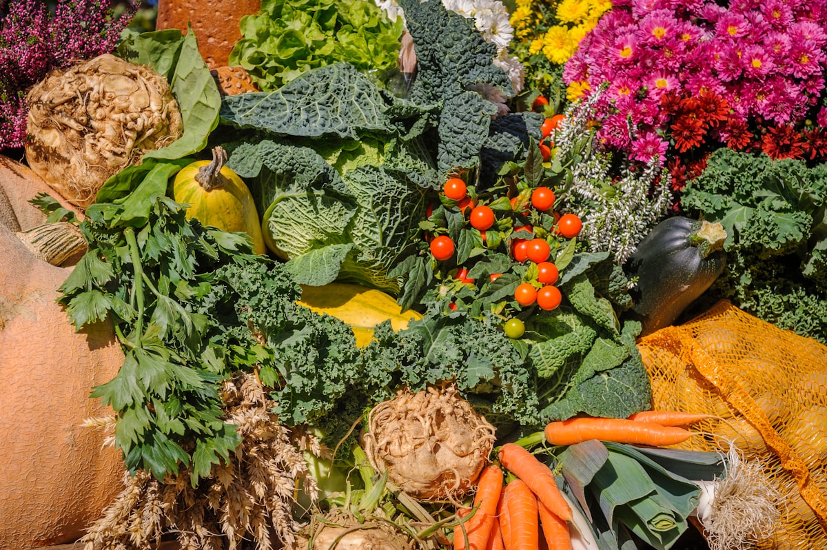 Frutta e verdura di stagione colorata e fresca